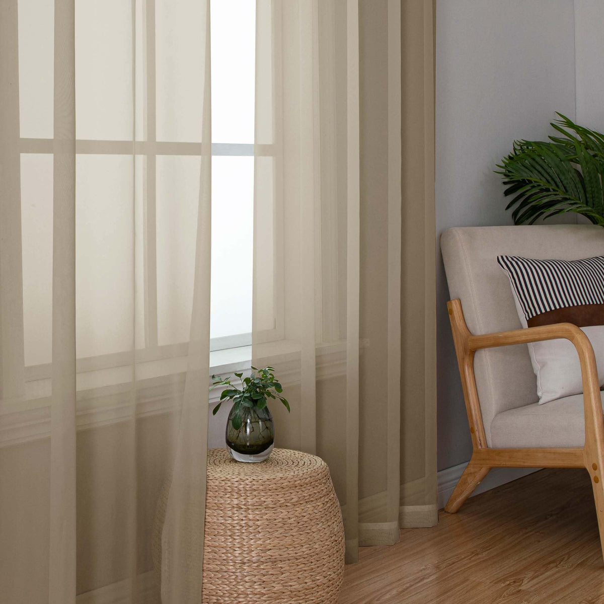 Taupe Sheer Curtains 120 Inches Long (2 Count)