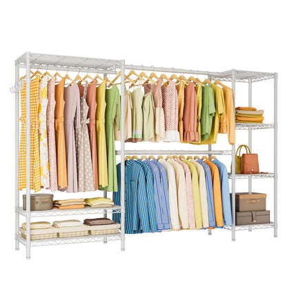 Heavy Duty Clothes Rack Metal Wardrobe with Adjustable Wire Shelves
