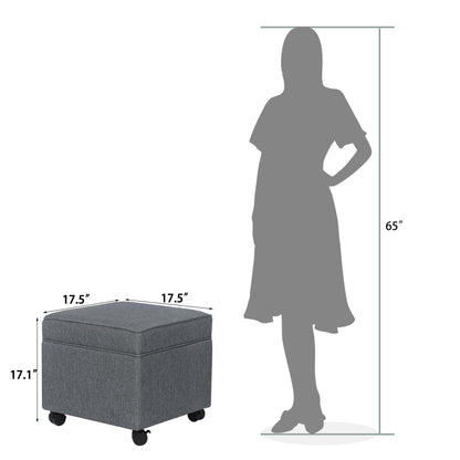 17.5" Square Fabric Ottoman with Storage
