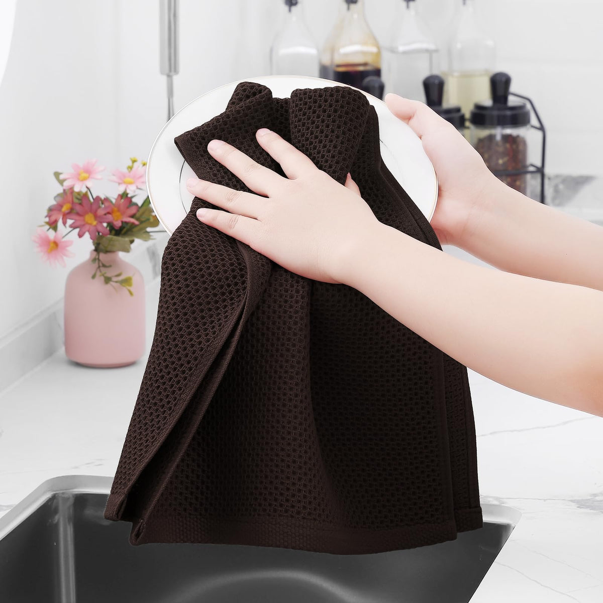 100% Cotton Waffle Weave Kitchen Dish Towels 24 (24 Count)