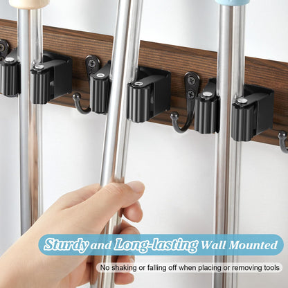 Brown Broom Holder Wall Mount