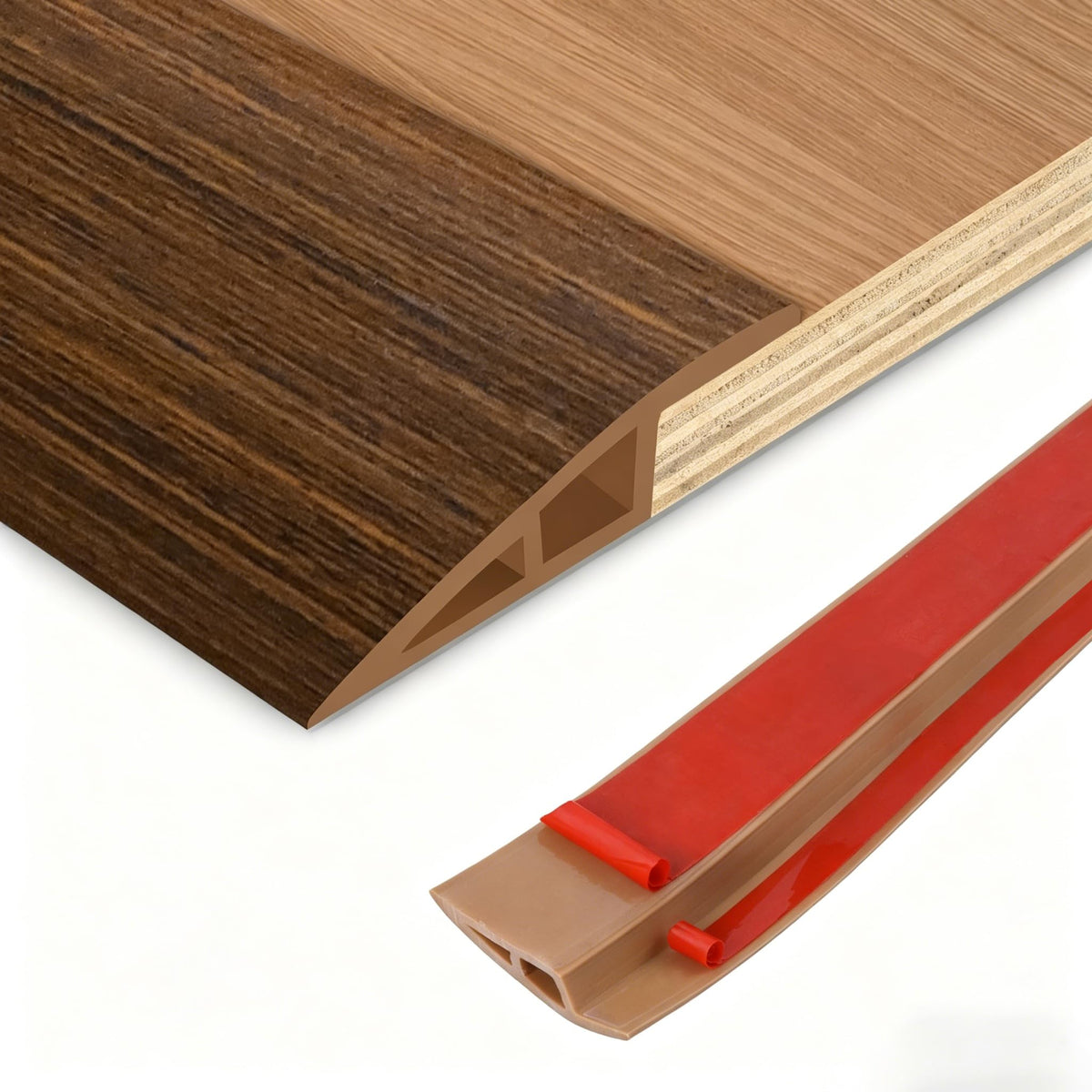Floor Transition Strip Vinyl Door Threshold Ramp Self Adhesive Carpet Edging Strip Doorway Edge Trim (6.6 Foot)