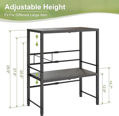 Expandable-Metal-Storage-Shelves-Organizer For Pantry Kitchen Garage, 2-Tier Heavy Duty Shelving Units and Storage For Small Appliance, Adjustable Standing Shelf Riser Rack For Closet Warehouse