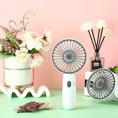 Rossesay 12 Pack Mini Portable Handheld Fan Bulk for Travel 3 Speeds, Rechargeable USB Battery Operated, Small Personal Eyelash Fans for Women Outdoor(White,Simple Style)