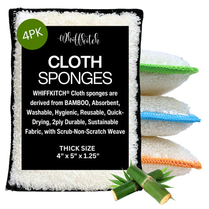 Cloth Kitchen Sponges Scrub Reusable Durable 4pk 4x5x1.25in