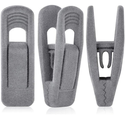 Grey Velvet Hangers Clips 50 PCS