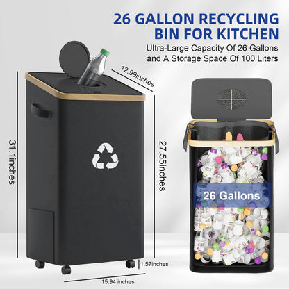 26 Gallon Kitchen Recycling Bin with Lid