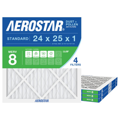 Air Filter 24x25x1 MERV 8 AC Filter (4 Count)