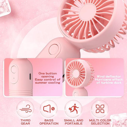 Rossesay 48 Pcs Mini Portable Fan Bulk Cute Handheld Lightweight Small Little Personal Hand Eyelash Fan 3 Speeds USB Rechargeable for Women Men Indoor Outdoor Makeup Travel (Pink)