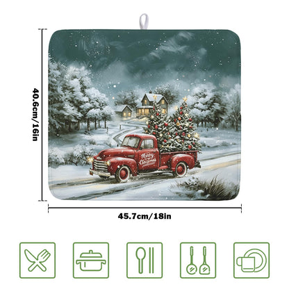 Merry Christmas Decorations Dish Drying Mat 16x18 Inch