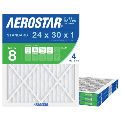 Air Filter 24x30x1 MERV 8 AC Filter (4 Count)