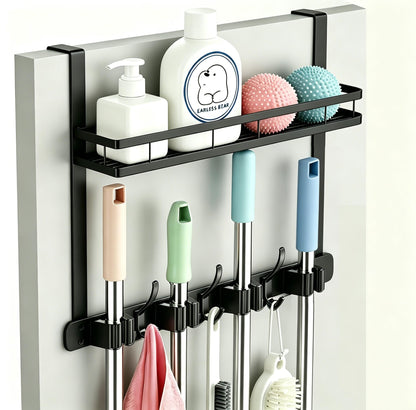 Over the Door Heavy Duty Metal Broom & Mop Holder