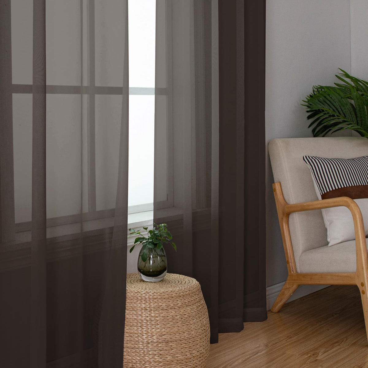 Sheer Chocolate Brown Curtains 90 inches Long 2 Panels (2 Count)