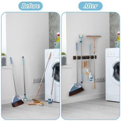 Brown Broom Holder Wall Mount