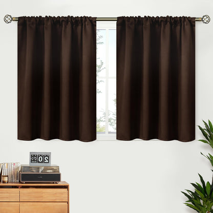 Brown Blackout Curtains 36 Inch Length for Short Window (2 Count)