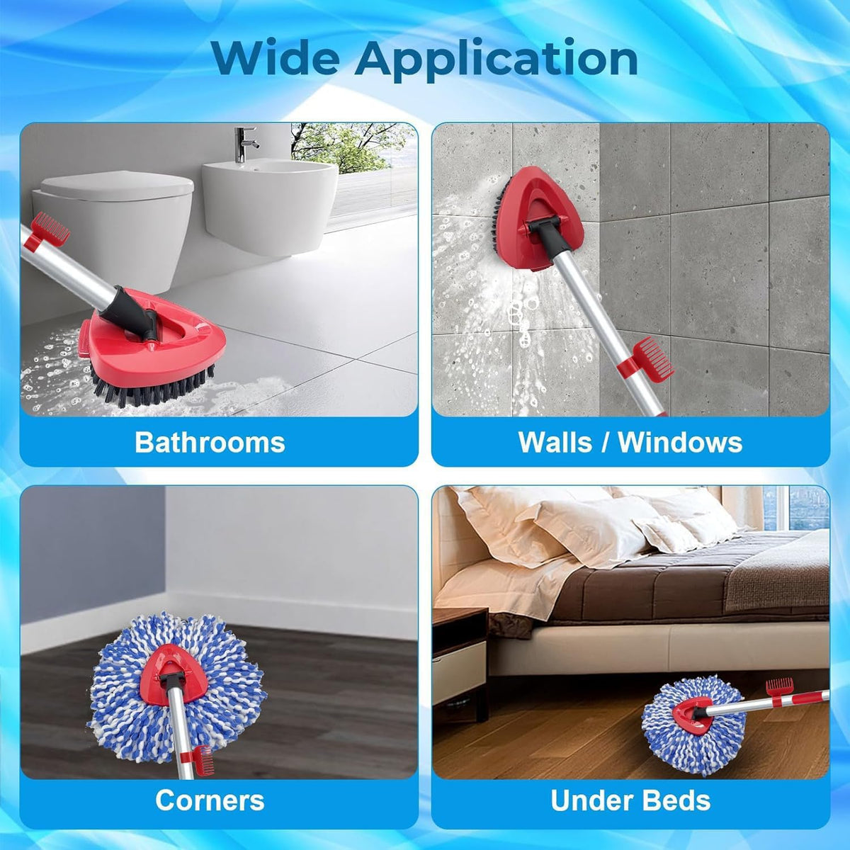 Spin Mop Head and Brush Replacement Compatible with O Cedar RinseClean 2