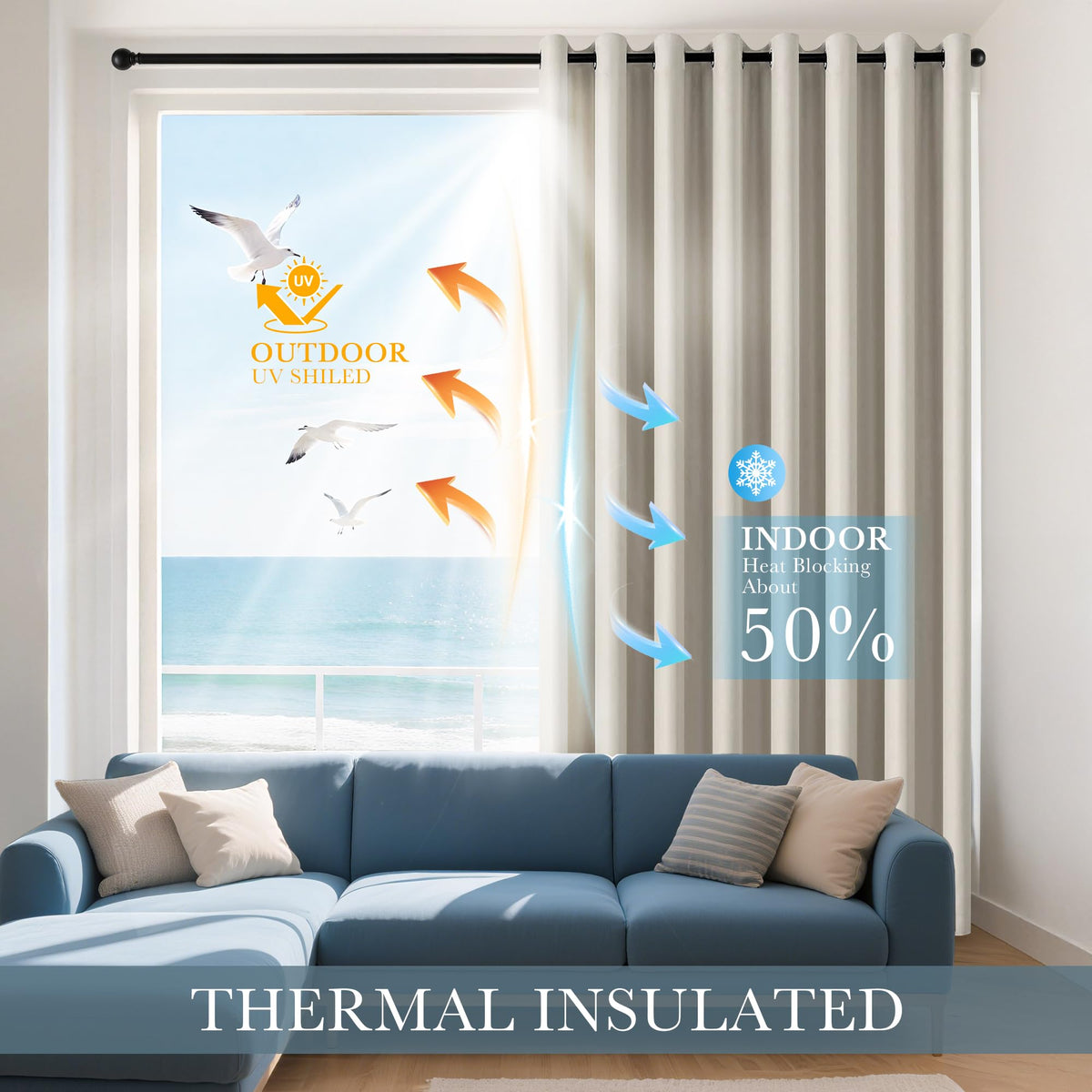 Cream Blackout Curtains for Bedroom (2 Count)