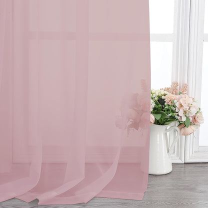 Sheer Blush Pink Curtains 90 inches Long 2 Panels (2 Count)