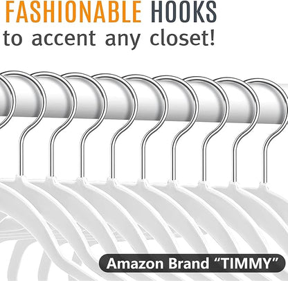TIMMY 50 Plastic Hangers 17.7 Inch Non-Slip, Space Saving Closet Organizers, Heavy Duty Slim Hangers for Pants, Shirts, Coats (White, Ultra Thin & Durable)