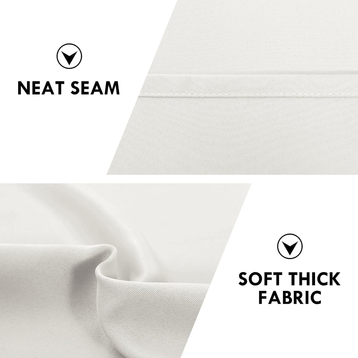 Wide Blackout Curtains for Bedroom Living Room 70 x 63 Inch Long Ivory (2 Count)