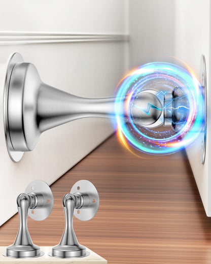 Magnetic Door Stoppers Bottom of Door Magnetic Door Catch Holder Wall Mount (2 Count)