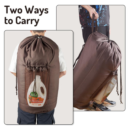 Large Laundry Backpack Bag with Detergent Holder and Adjustable Shoulder Straps