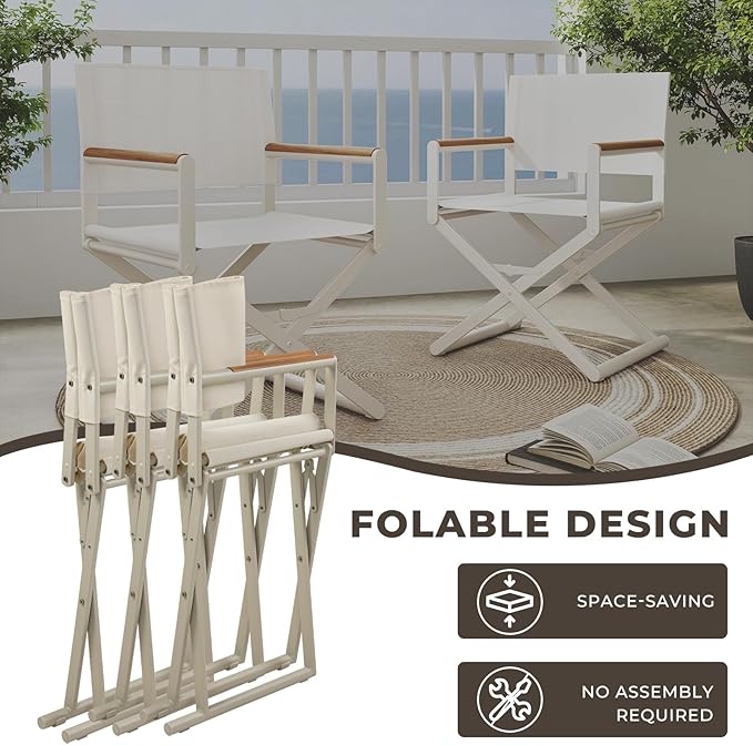 Grand patio 7-Piece Outdoor Dining Set, 6 Extra-Wide Folding Chairs & 1 Rectangle Expandable Table for 6-8 Person, Sling Mesh Patio Chairs with Wood Grain Table for Yard, Poolside, Deck, Apricot