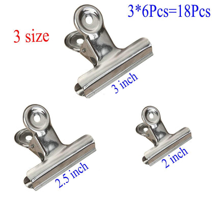 18 Pack Stainless Steel Chip Bag Clips Heavy Duty Food Bags Clamp Clips for Kitchen Office School (18 Count)