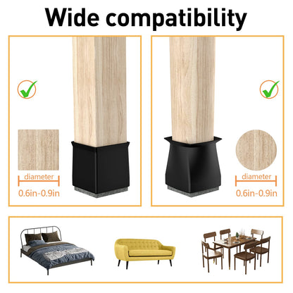 Square Chair Leg Protectors for Hardwood Floors (16 Count)