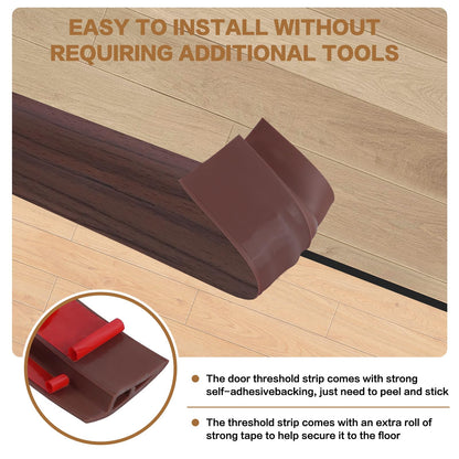 Floor Transition Strip Vinyl Door Threshold Ramp Self Adhesive Carpet Edging Strip Doorway Edge Trim (6.6 Foot)