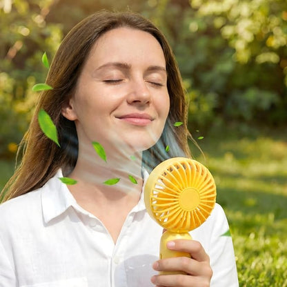 Rossesay 6 Pcs Mini Portable Fan Bulk Cute Handheld Lightweight Small Little Personal Hand Eyelash Fan 3 Speeds USB Rechargeable for Women Men Indoor Outdoor Makeup Travel (Yellow)