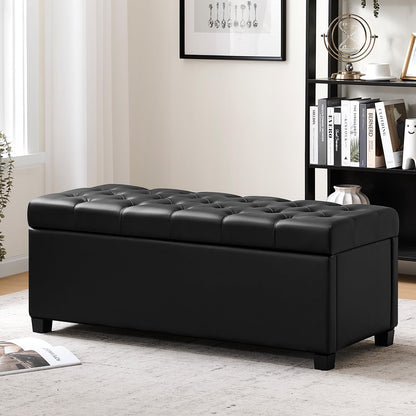Leather Storage Ottoman Bench for Bedroom