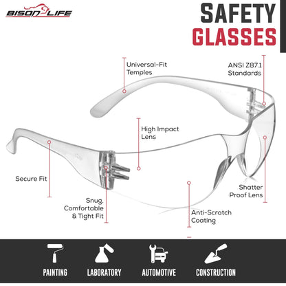 Clear Safety Glasses Bulk 6 Pack (6 Count)