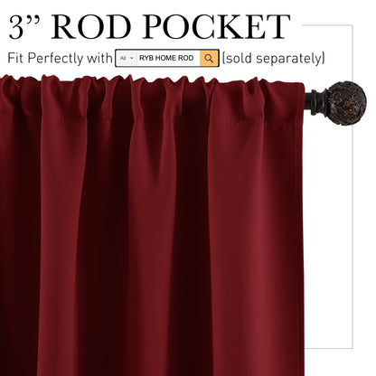 Short Blackout Privacy Curtains 30 inch Long for Bathroom Window (2 Count)