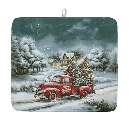 Merry Christmas Decorations Dish Drying Mat 16x18 Inch