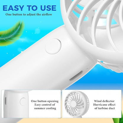 Tujoe 6 Pcs Mini Powerful Handheld Fan 3 Speed Personal Small Portable Rechargeable Fan with Base USB for Women Eyelash Makeup Office Travel Beach Indoor Outdoor (Mixed Colors)