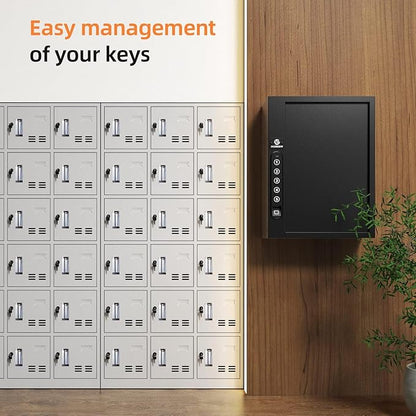XDeer 60 Key Biometric Key Lock Box, Key Holder Wall Mount with Anti-Theft Key Slot and Combo Lock, Key Organizer Cabinet with Key Tags for Hotels & Offices 1PCS