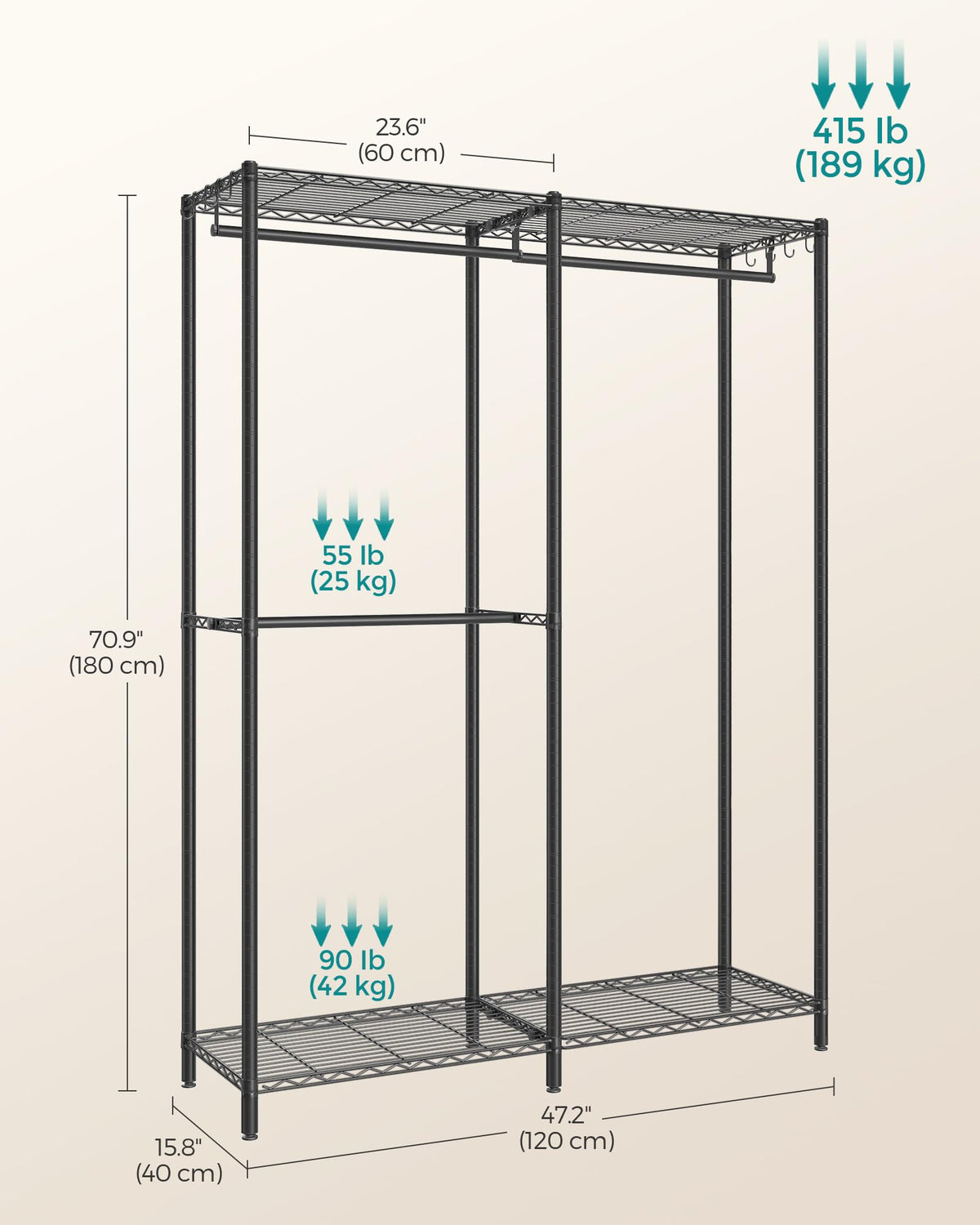 Clothes Rack Freestanding Wardrobe Closet