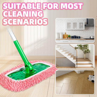 8 Pack Pink Reusable Chenille Mop Pads Fit for Swiffer Sweeper (8 Count)