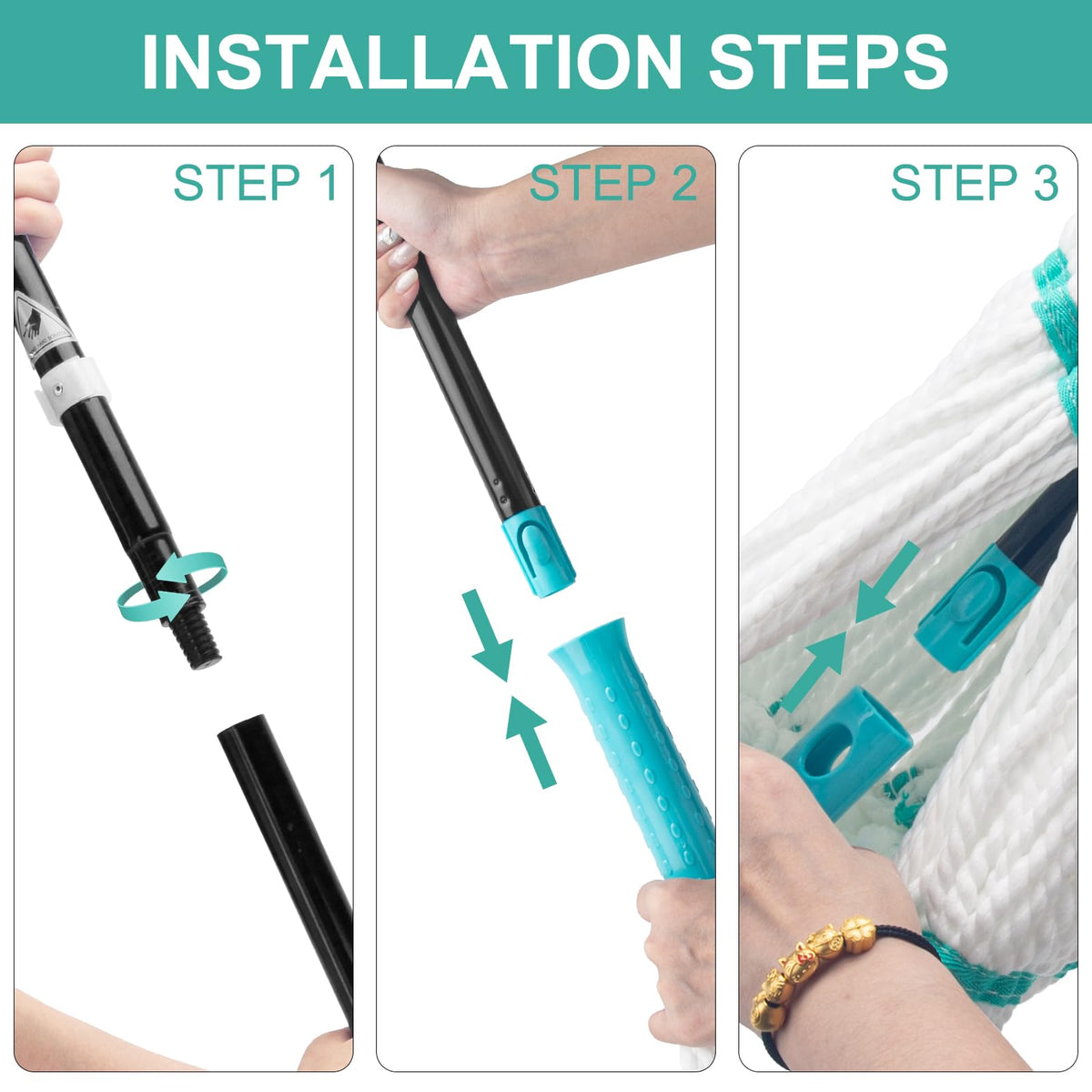 Self Wringing Twist Mop with 57 " Long Handle