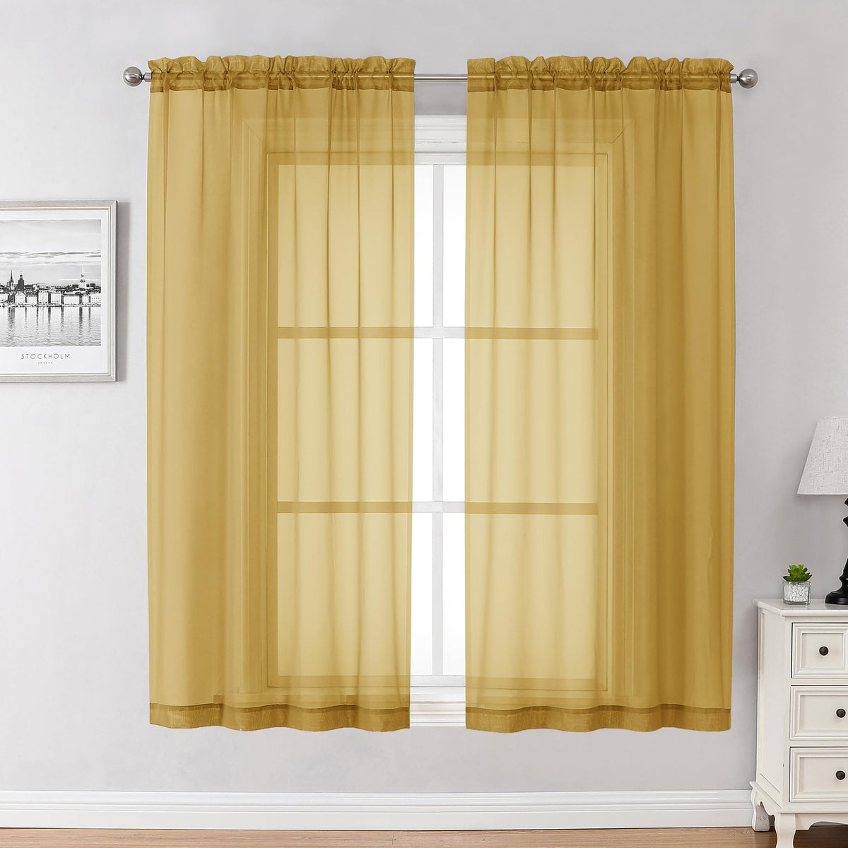 Sheer Curtains 63 Inch Length 2 Panels (2 Count)