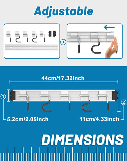 Mop and Broom Holder Wall Mount Garden Tool Rack Organizer (3 Count)