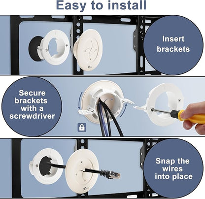 3in TV Cable Hider Wall Kit, YCLYC Large TV Cord Hider for Wall Mounted TV, TV Cord Covers for Wires on Wall Kit, Behind in Wall Cable Management Kit, Off White TV Wire Hider for Wall (2Pack)