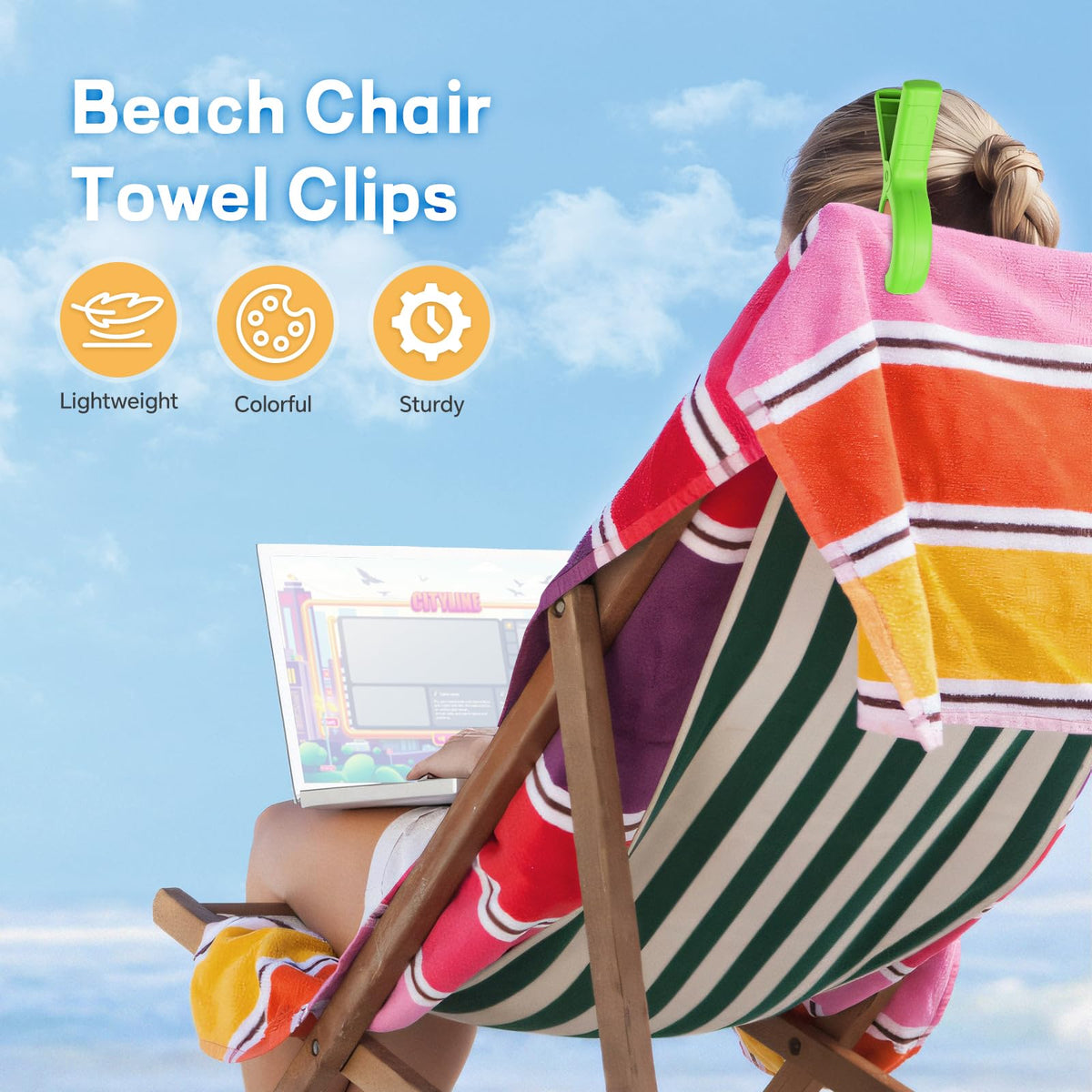 12 Pcs Beach Towel Clips for Beach Chairs (12 Count)