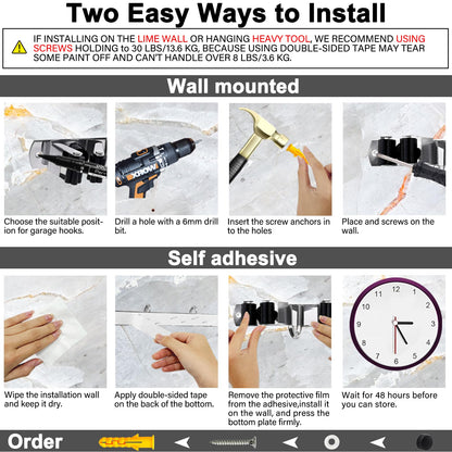 2 Packs 5 Racks and 4 Hooks Mop and Broom Holder Wall Mount (9 Count)