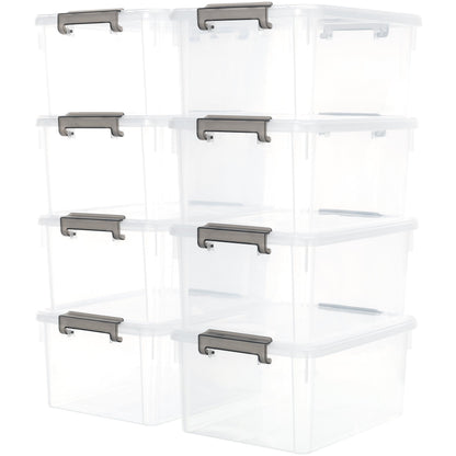 17 QT Plastic Storage Bins with Latching Lids Stackable Storage Containers for Organizing Large Clear Storage Box for Garage (8 Count)