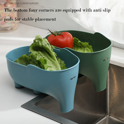 2PCS Vegetables Washing Basket Elephant Drainage Basket Fruit Basket for Draining Pasta Noodles Kitchen (2 Count)