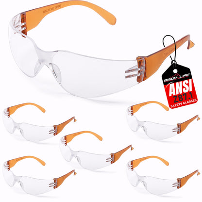 Clear Lens Orange Safety Glasses (12 Count)