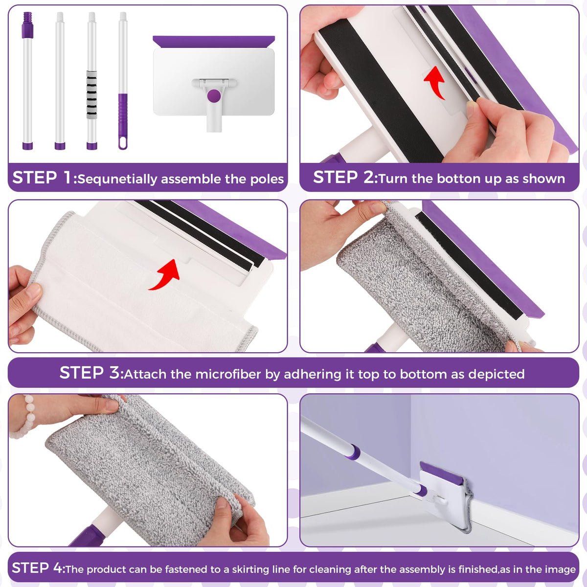 4 Pack Baseboard Cleaner Pad Refills for Wlich (4 Count)