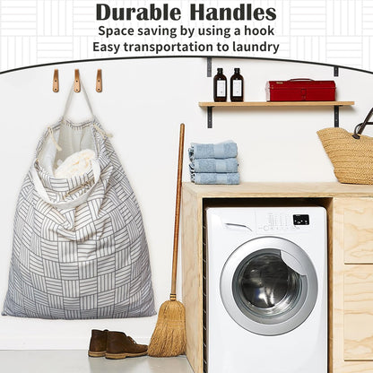 Canvas Laundry Bag with Handles & Drawstring